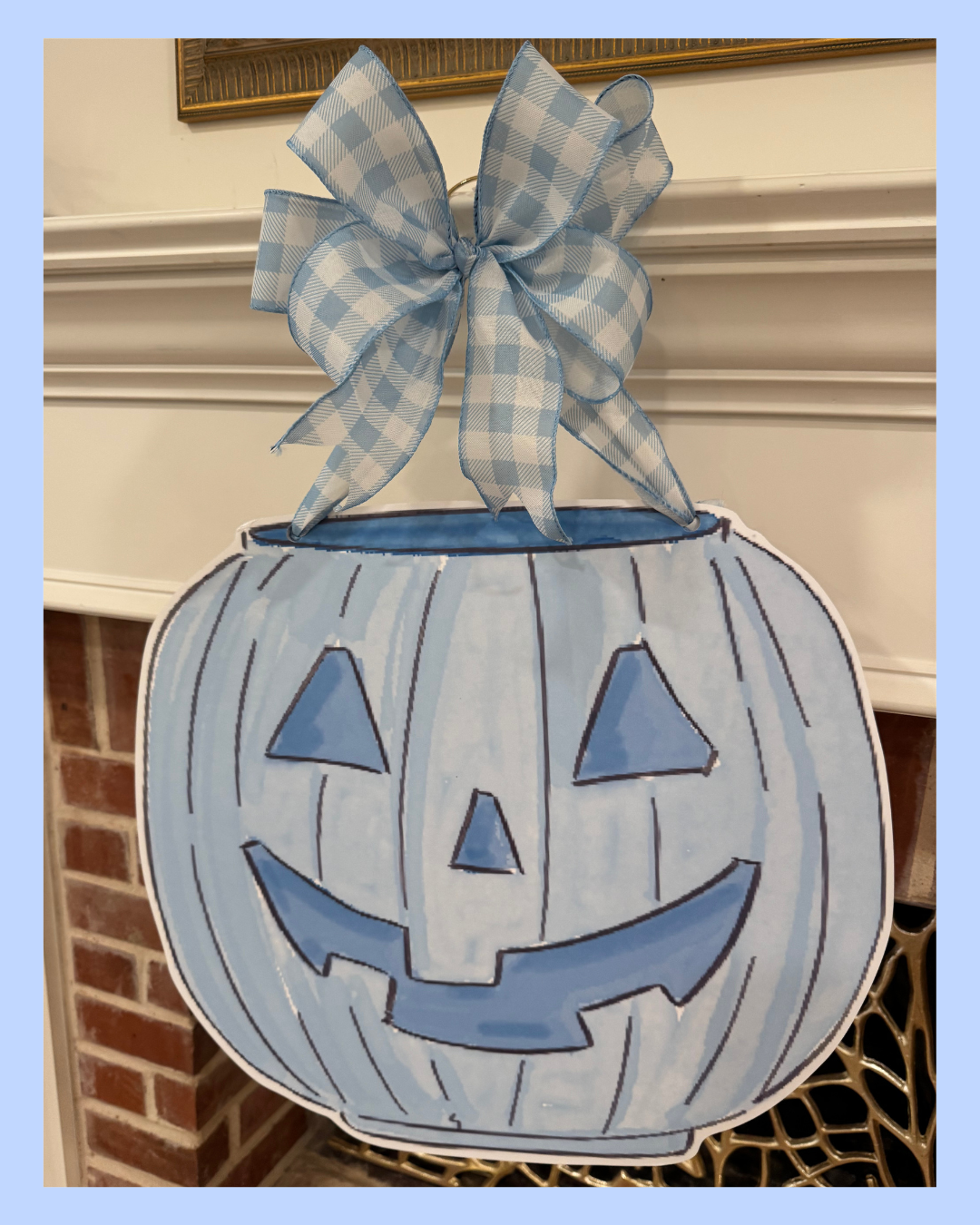 Blue Pumpkin Bucket Door Hanger