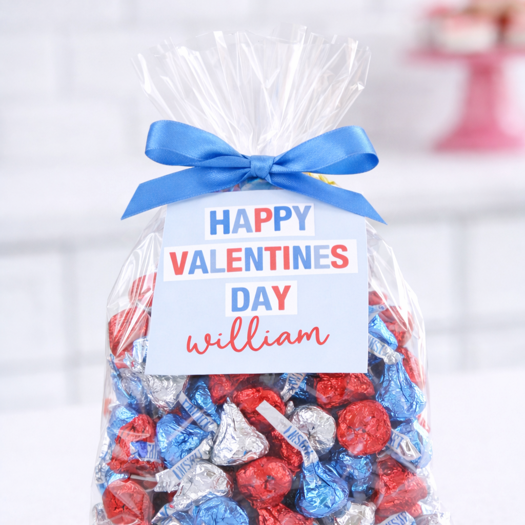 Blue Party Print Valentines Day Gift Tag