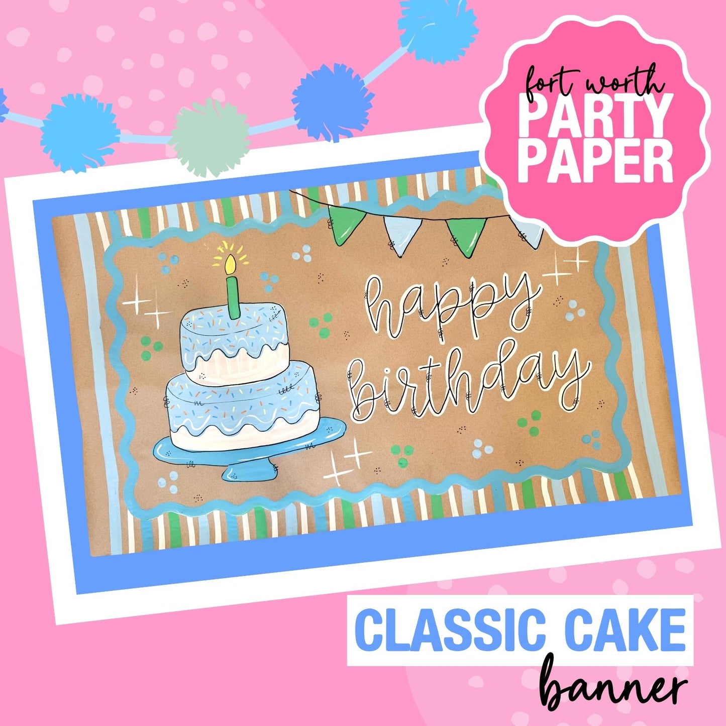 Classic Cake Premade Banner- Blue