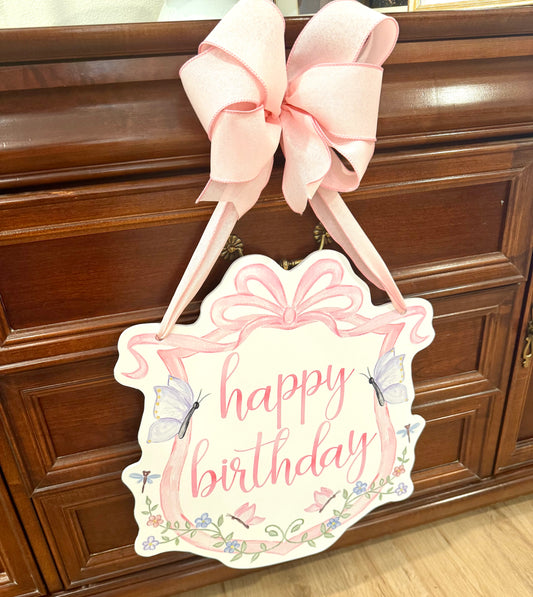 Happy Birthday Butterfly Lane Door Hanger