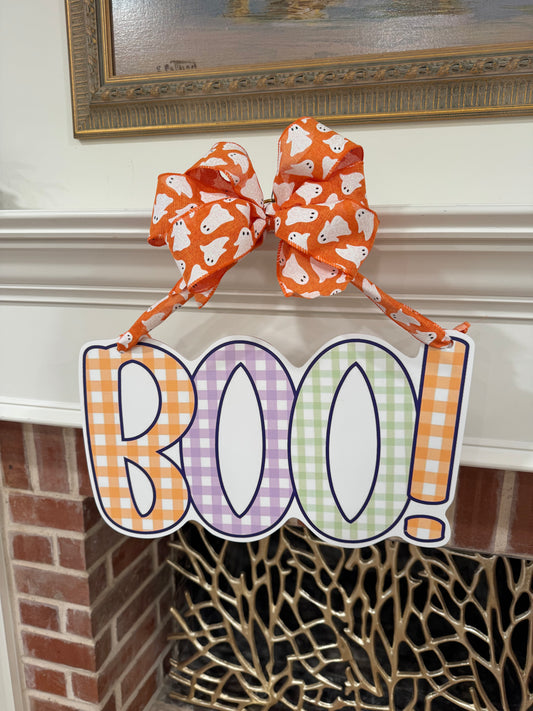 BOO! Gingham Door Hanger