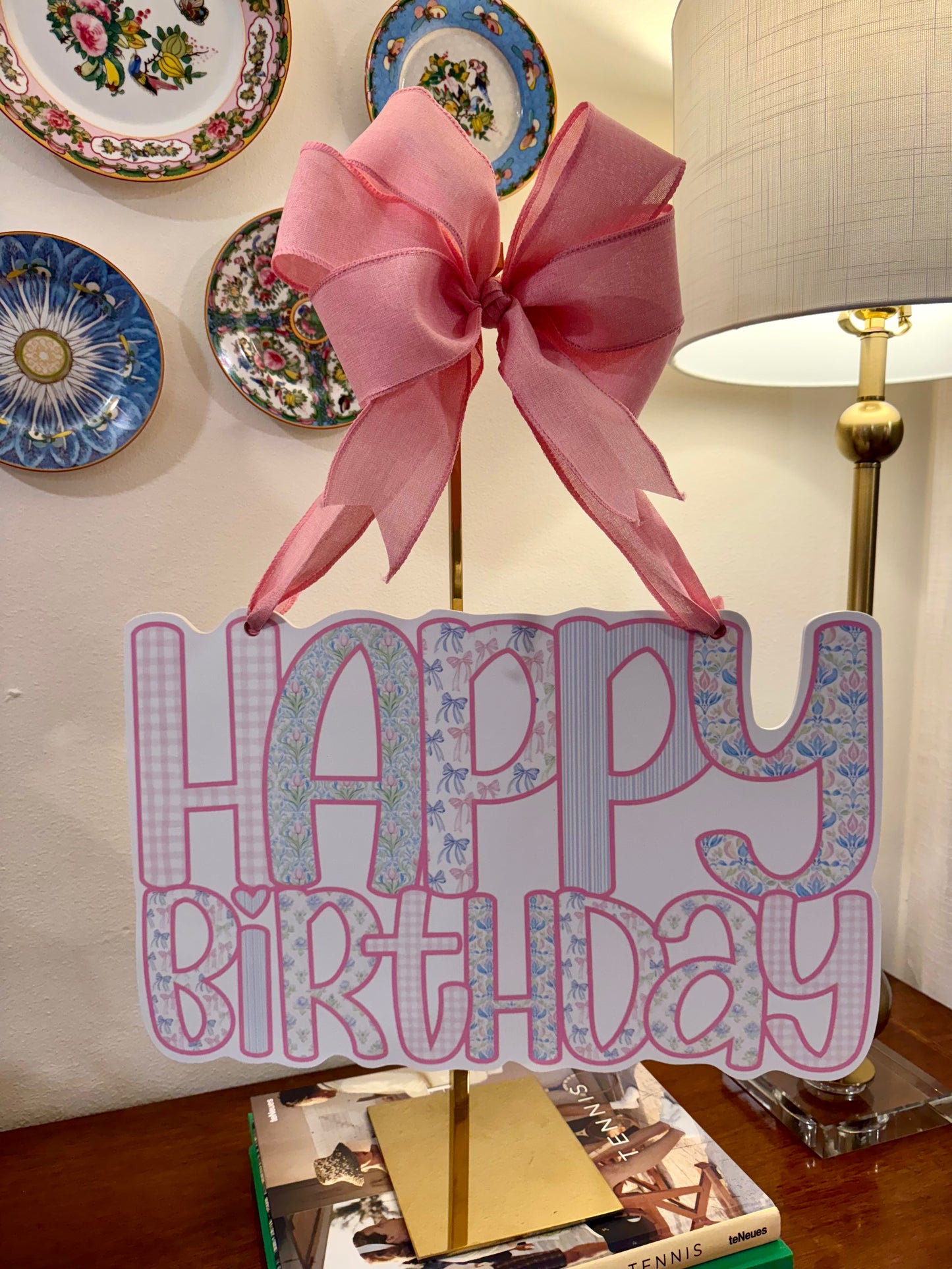 Happy Birthday Pattern Pink Door Hanger