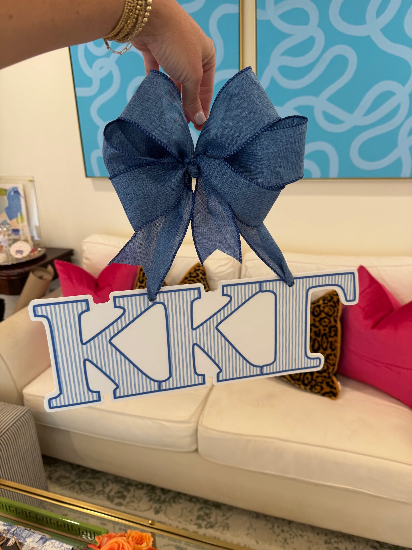 Kappa Kappa Gamma sorority door hanger for Bid Day, Big Little gifts and dorm room decor