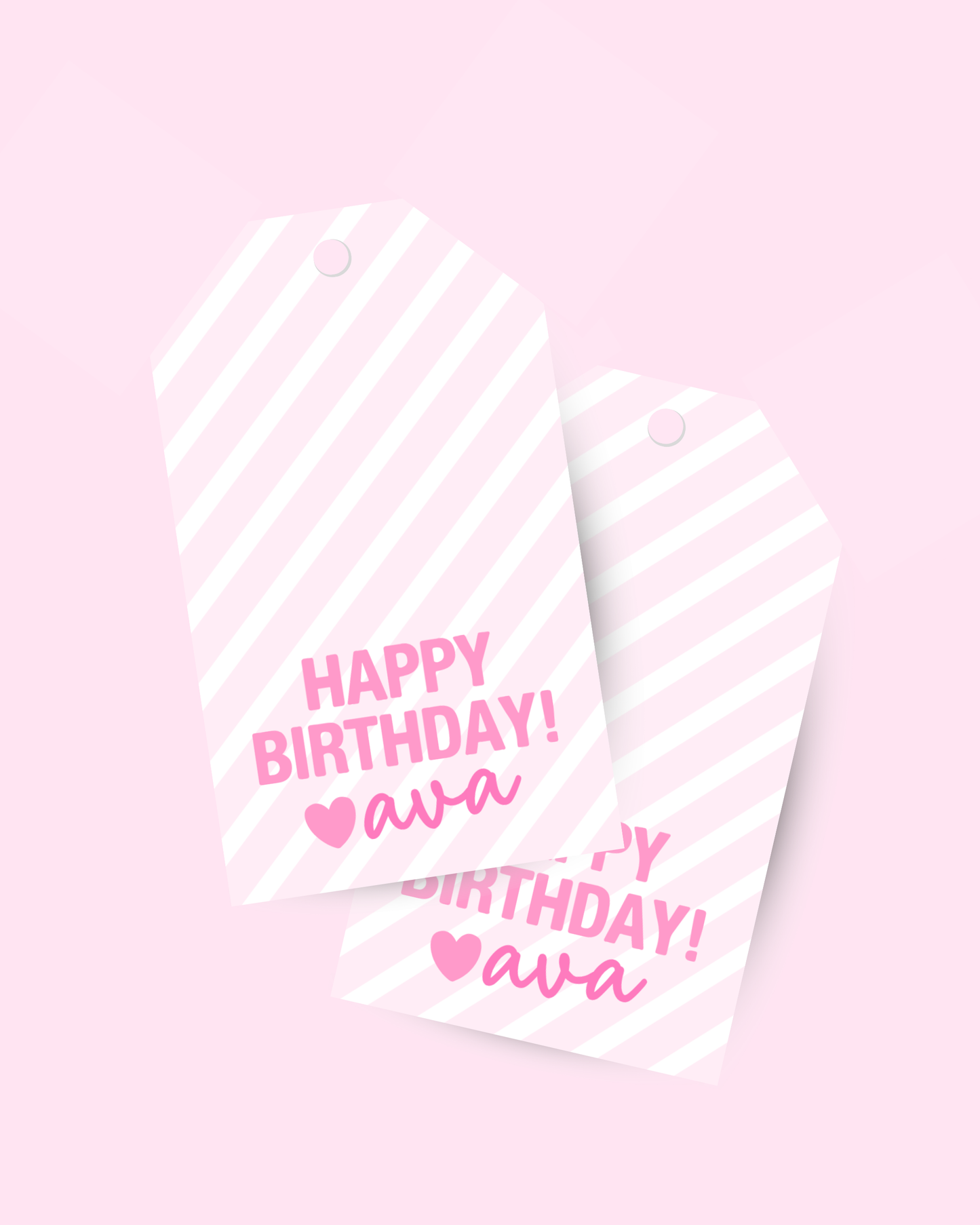 Pink Striped Tall Gift Tag