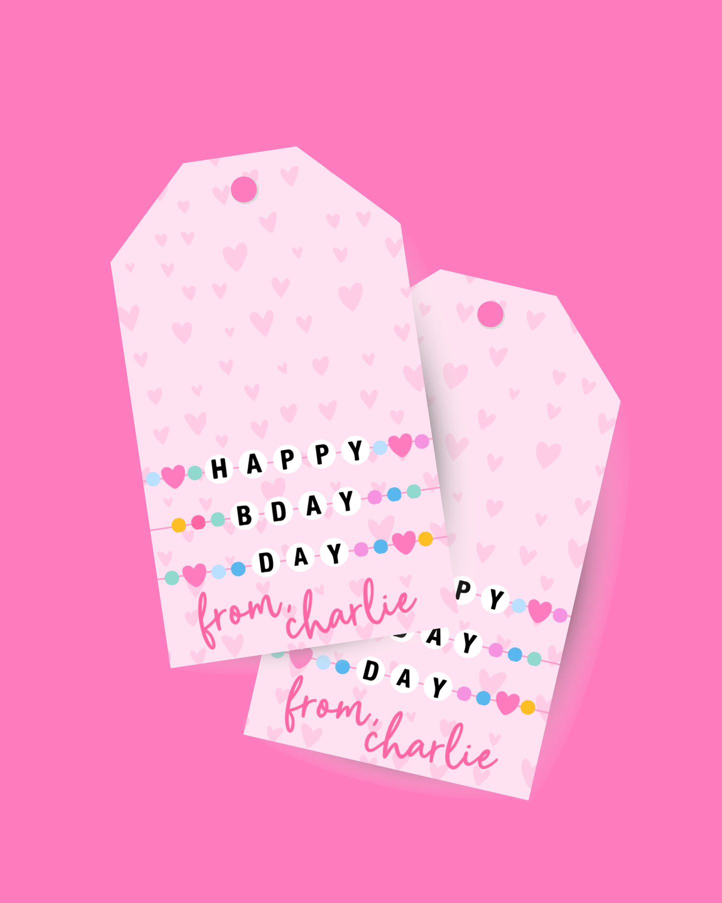 Happy BDAY beads Tall Gift Tag