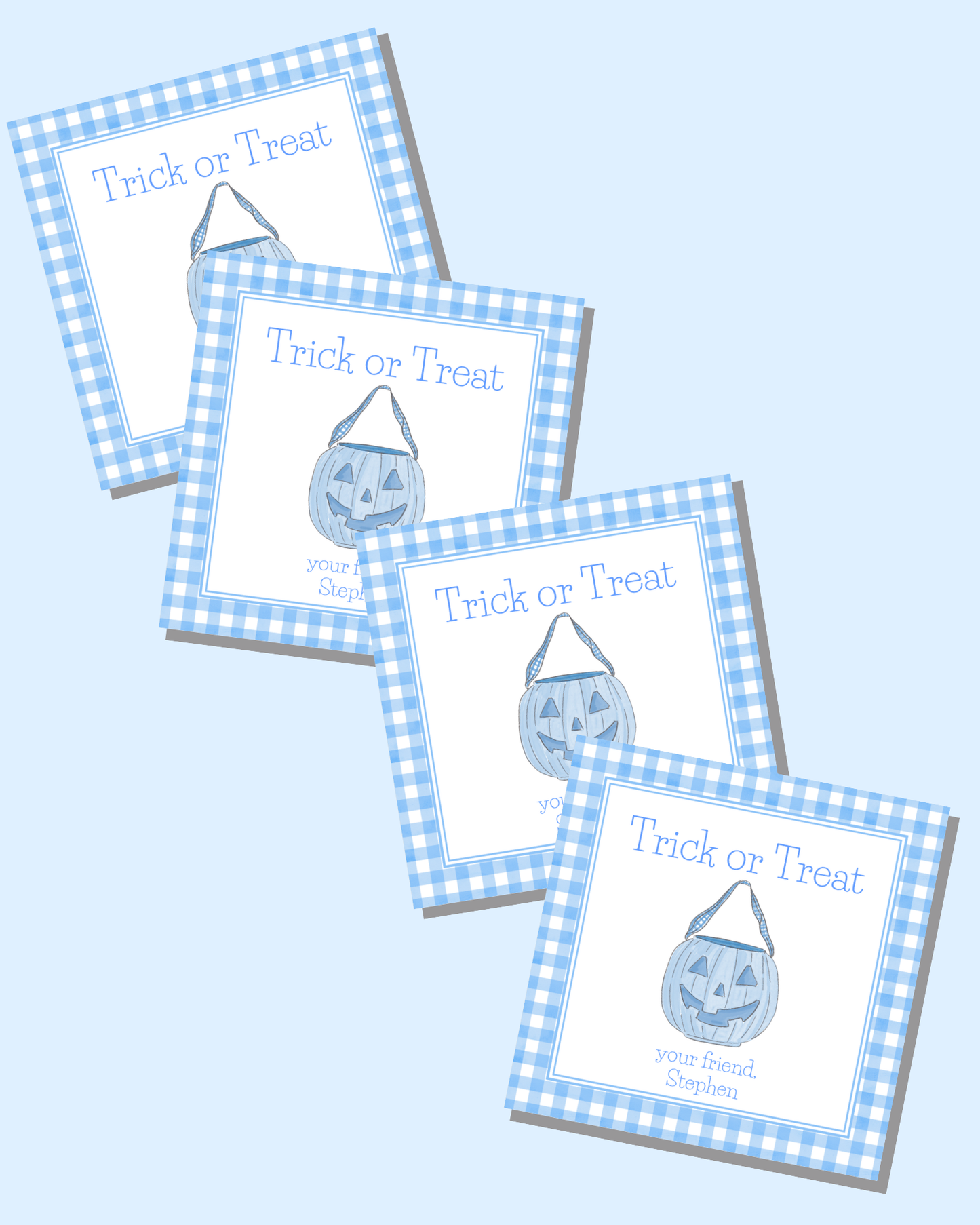 Blue Plaid Pumpkin Gift Tags