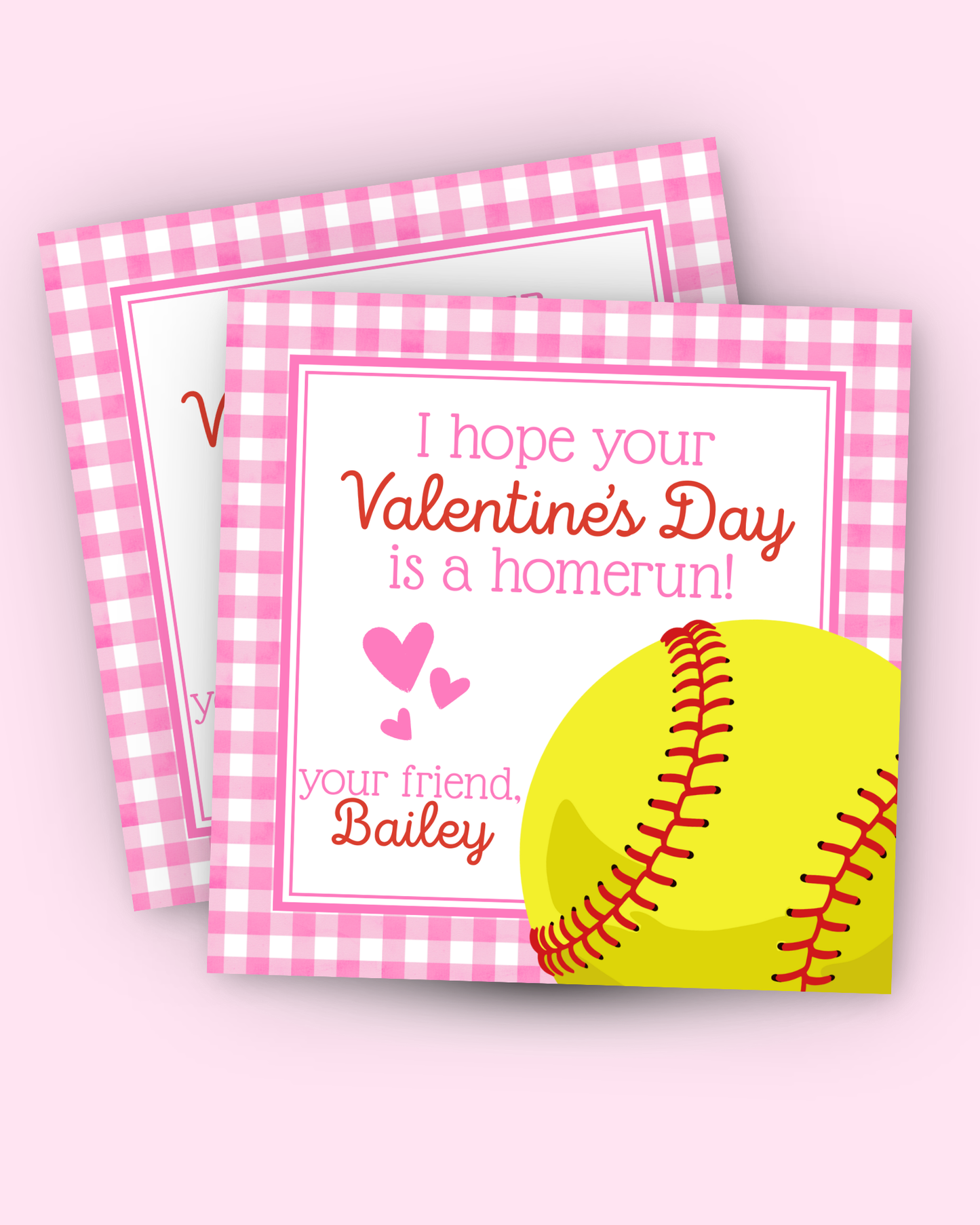 Softball Valentines Day Gift Tag