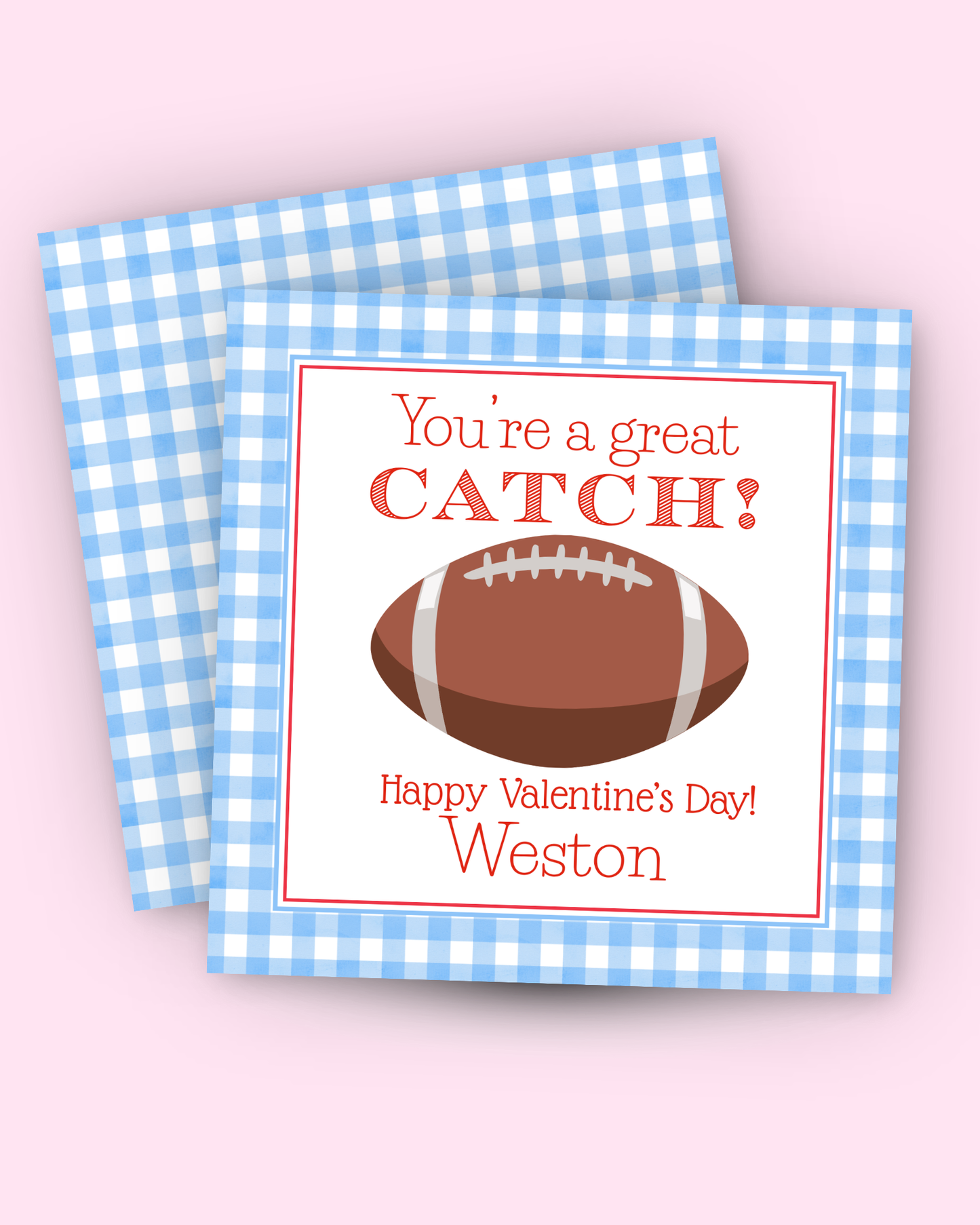 Great Catch Football Valentine's Day Gift Tag