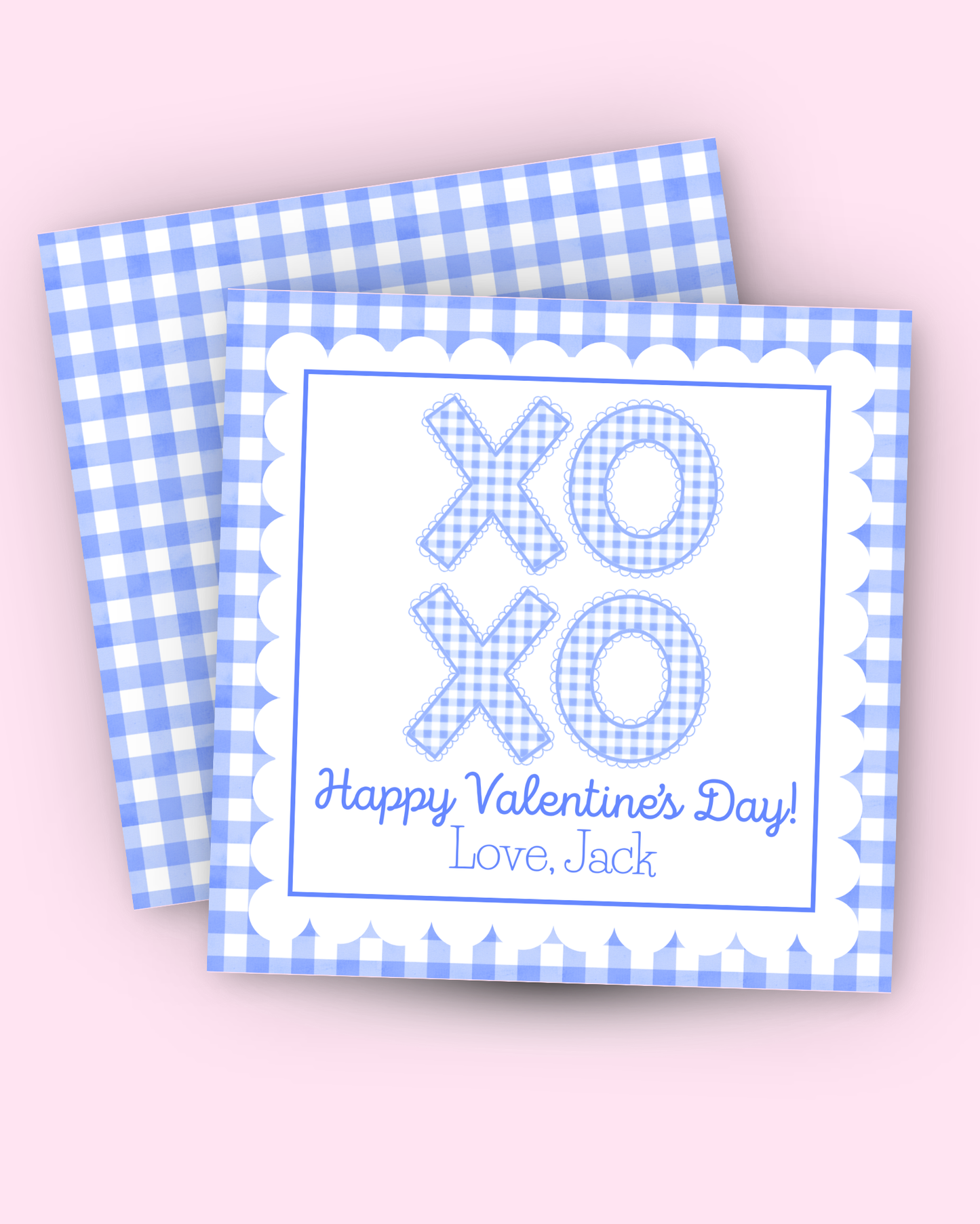 Blue Gingham XOXO Valentine's Day Gift Tag