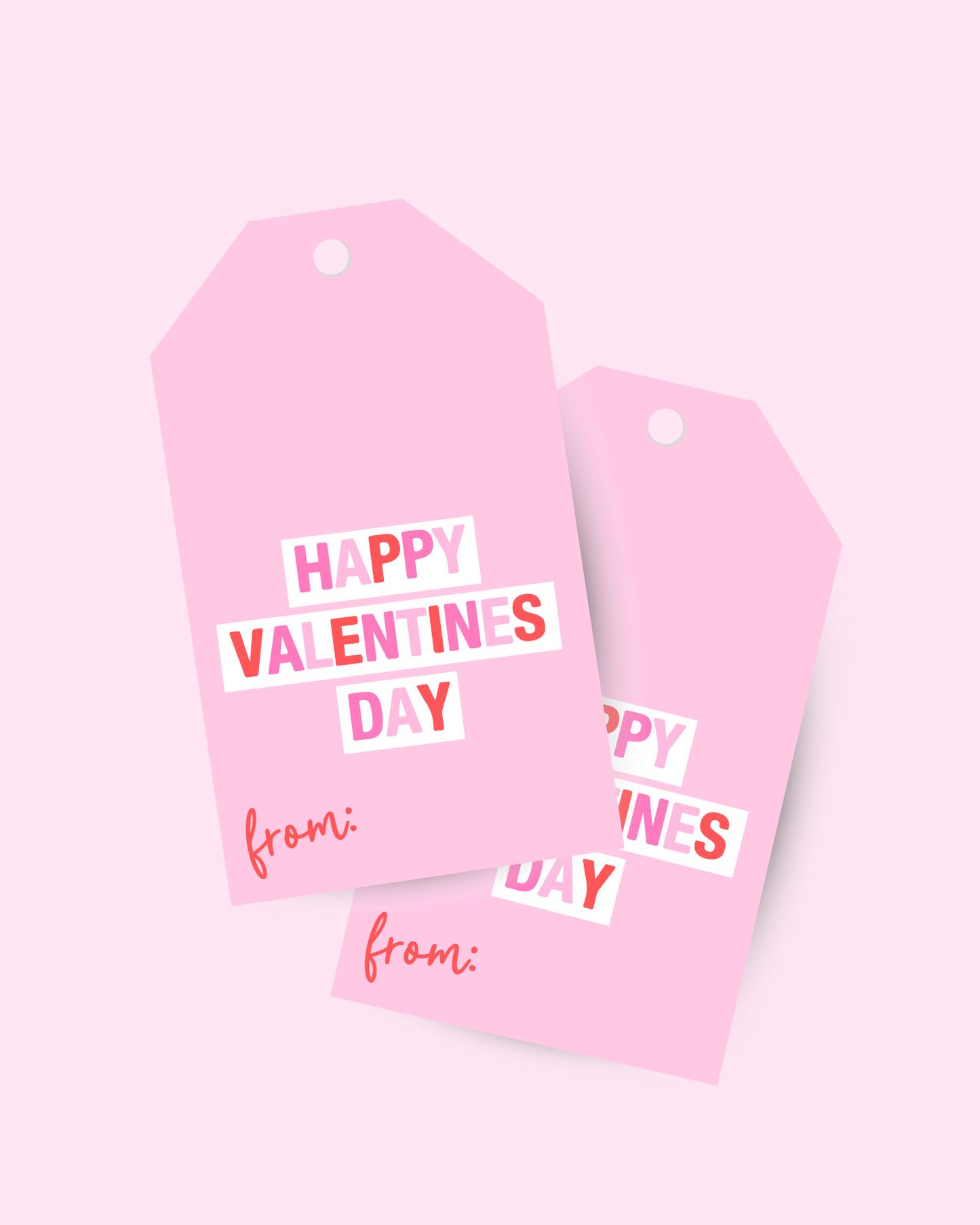 Pink Party Print Valentine's Day Tall Gift Tag