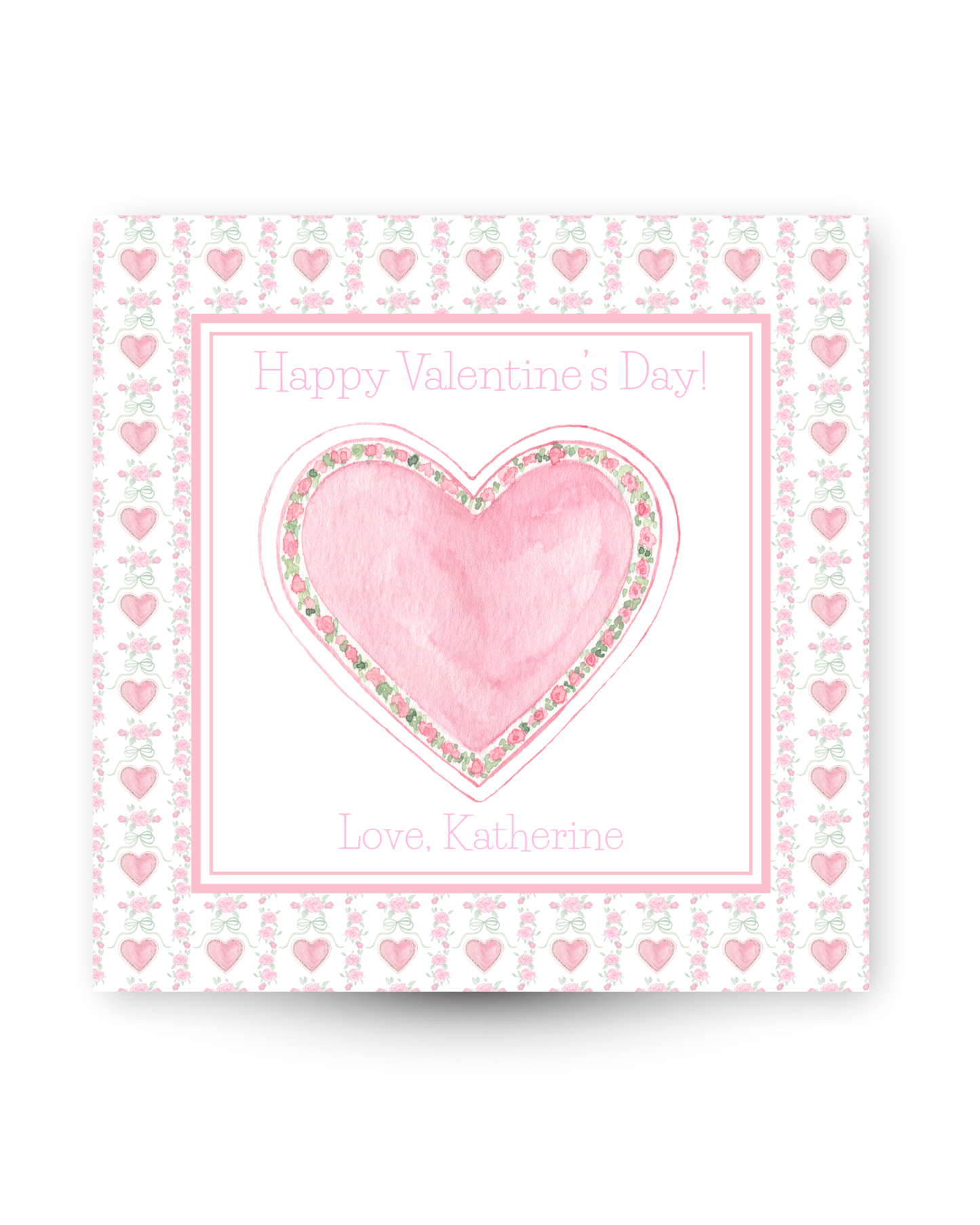 Watercolor Valentine Heart Gift Tag