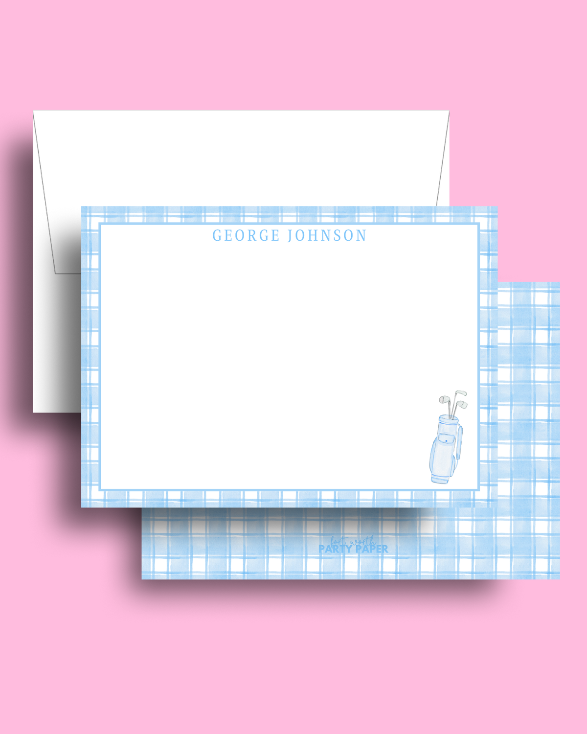Gingham Golf Stationery Set