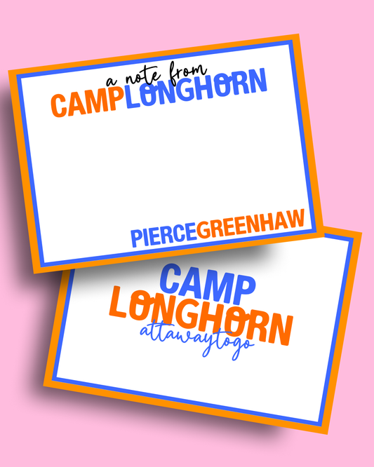 a note from CAMP LONGHORN