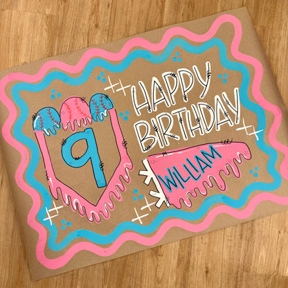 Icecream Drip Birthday Banner