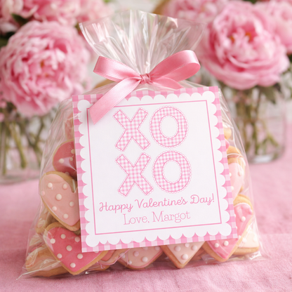 Pink Gingham XOXO Valentine's Day Gift Tag