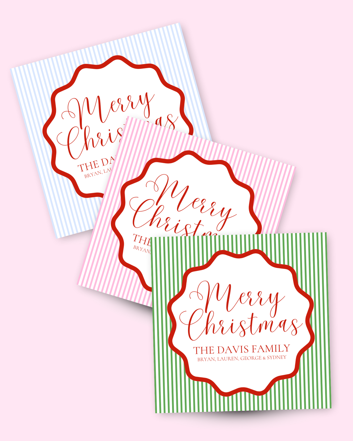 Merry Christmas Striped Gift Tag