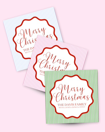 Merry Christmas Striped Gift Tag