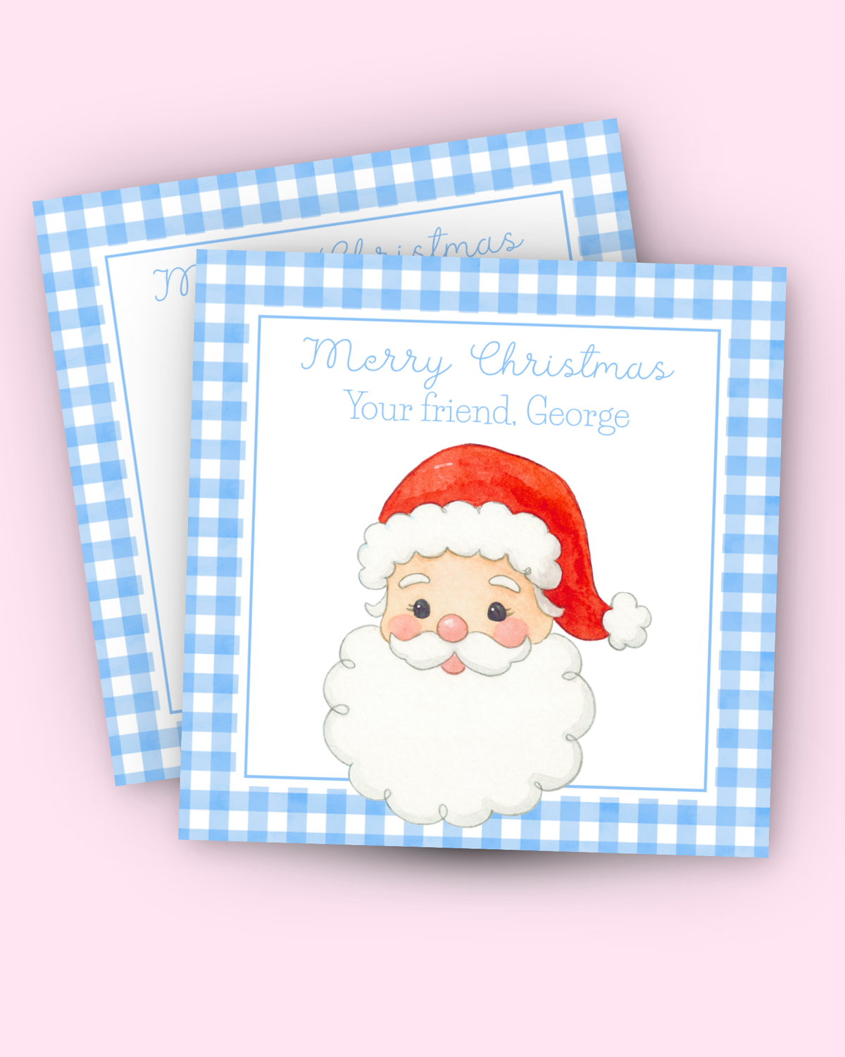 Jolly Santa Baby Blue Gift Tag