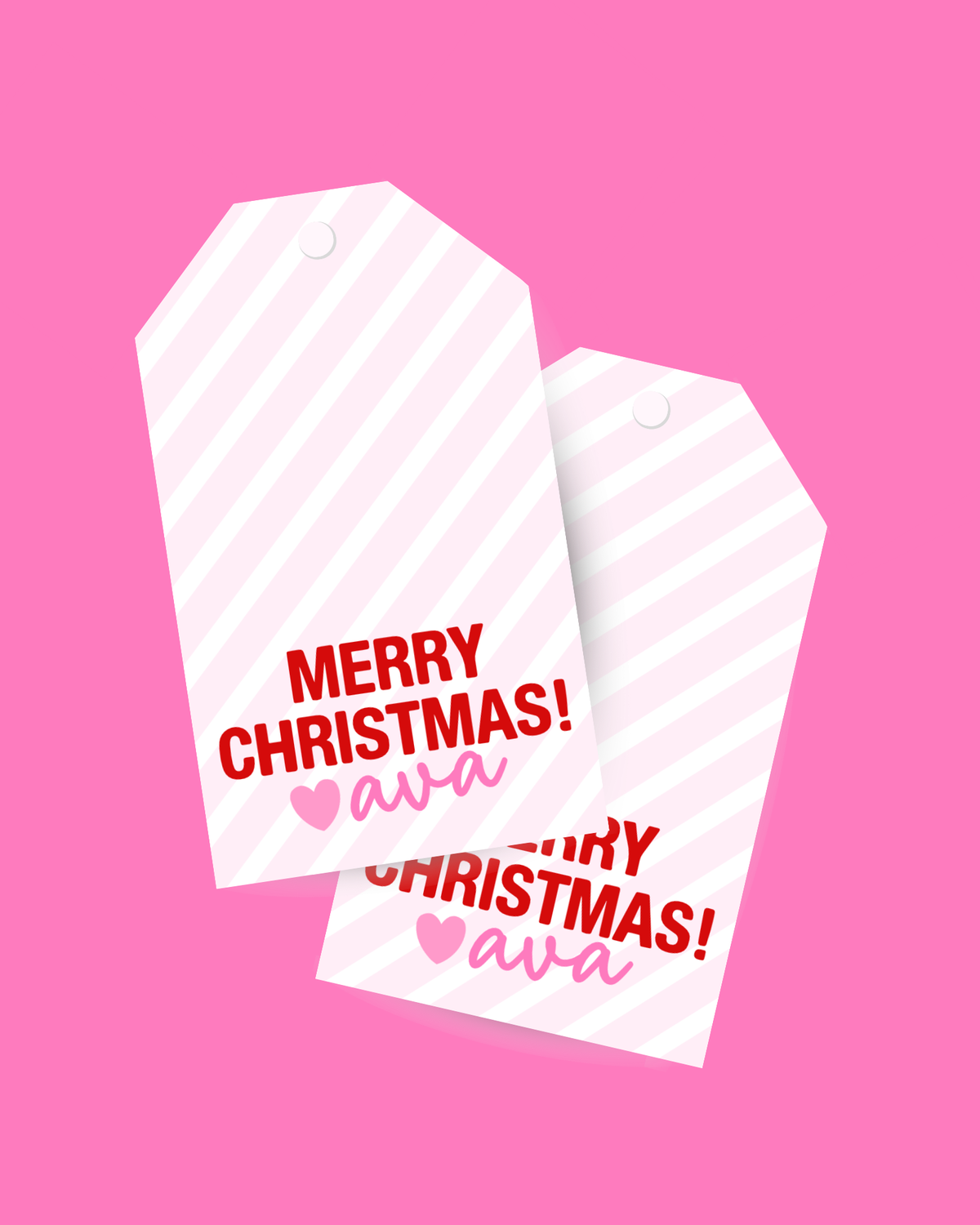 Pink Merry Christmas Tall Gift Tag
