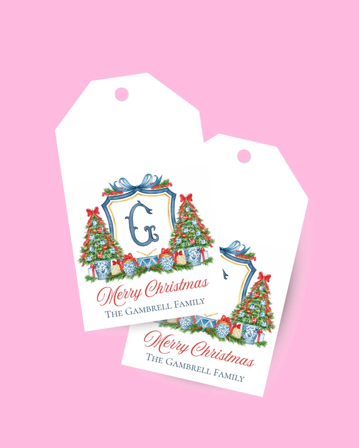 Christmas Tree Crest Tall Gift Tag