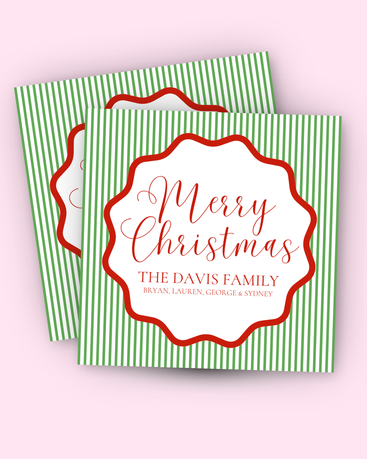 Merry Christmas Striped Gift Tag