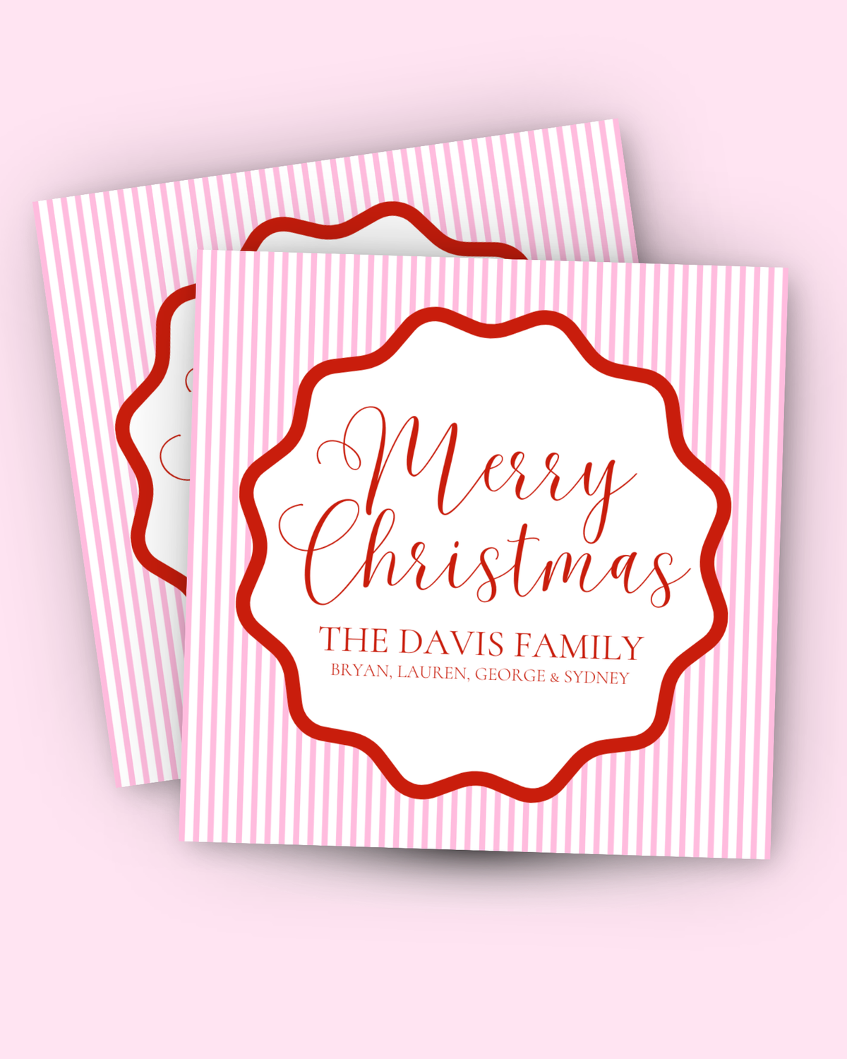 Merry Christmas Striped Gift Tag