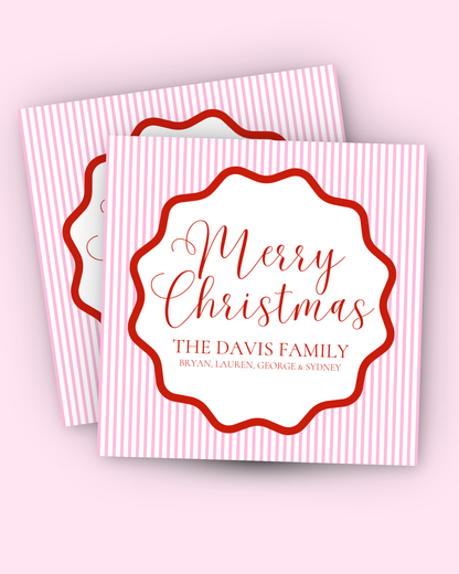 Merry Christmas Striped Gift Tag
