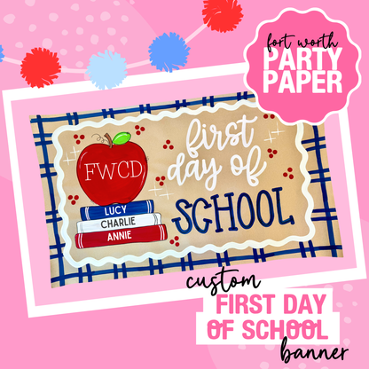 Back to SCHOOL Banner- Custom Plaid