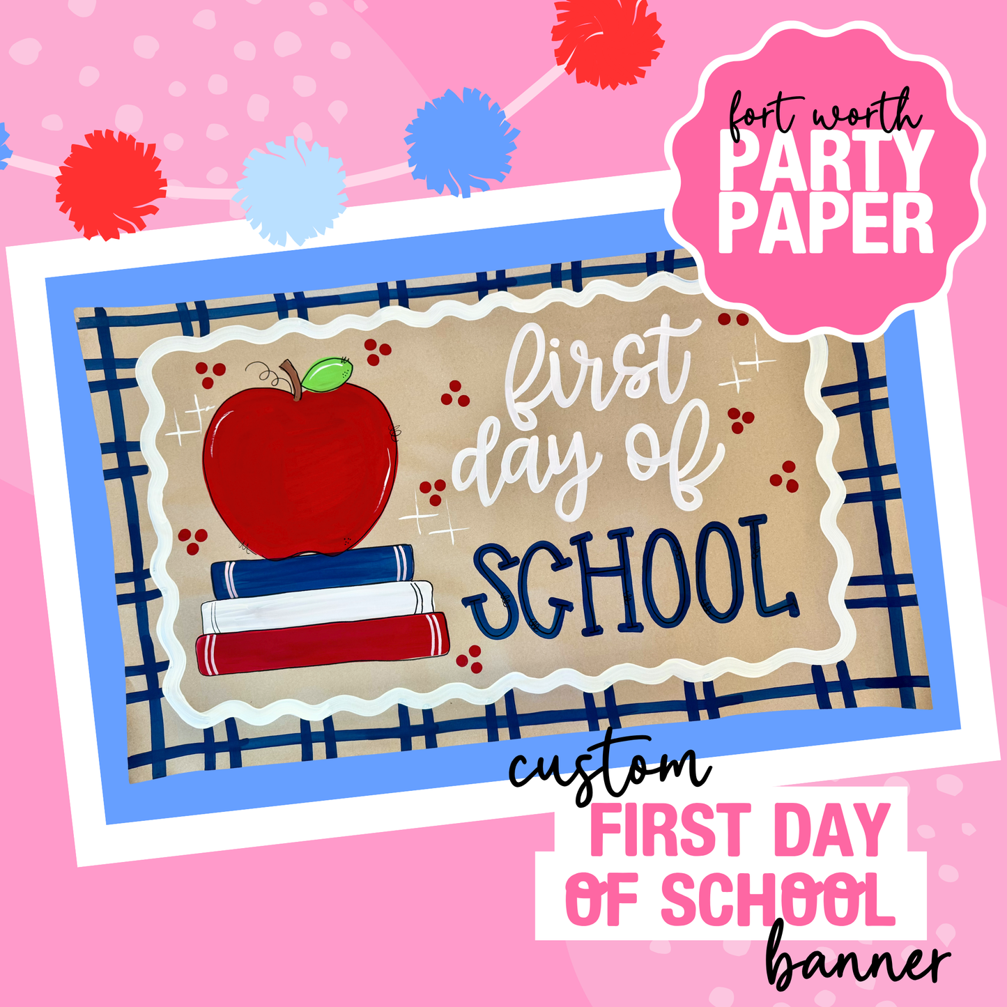 Back to SCHOOL Banner- Custom Plaid
