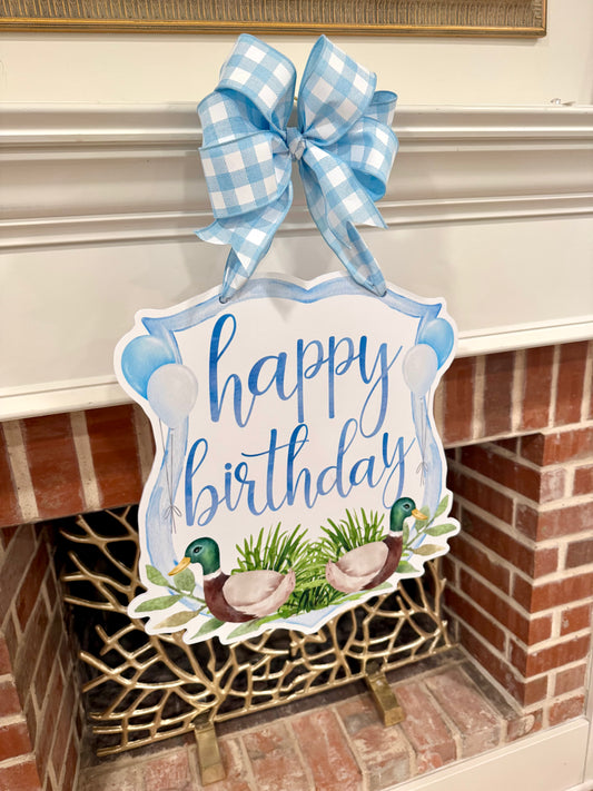 Happy Birthday Mallard Ducks Door Hanger