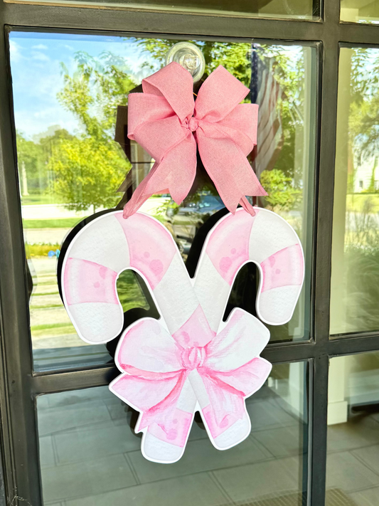 Pink Candy Cane Door Hanger