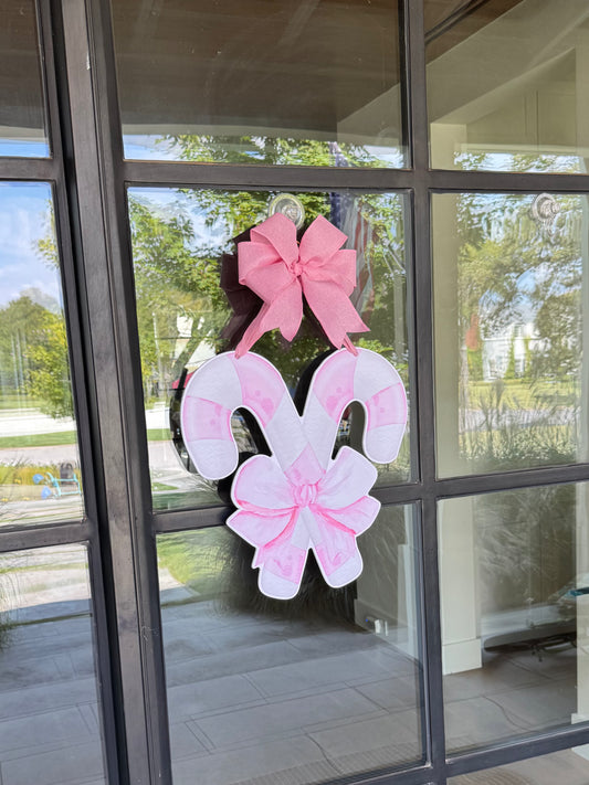 Pink Candy Cane Door Hanger
