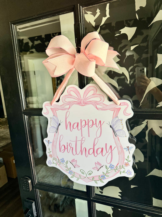 Happy Birthday Butterfly Lane Door Hanger