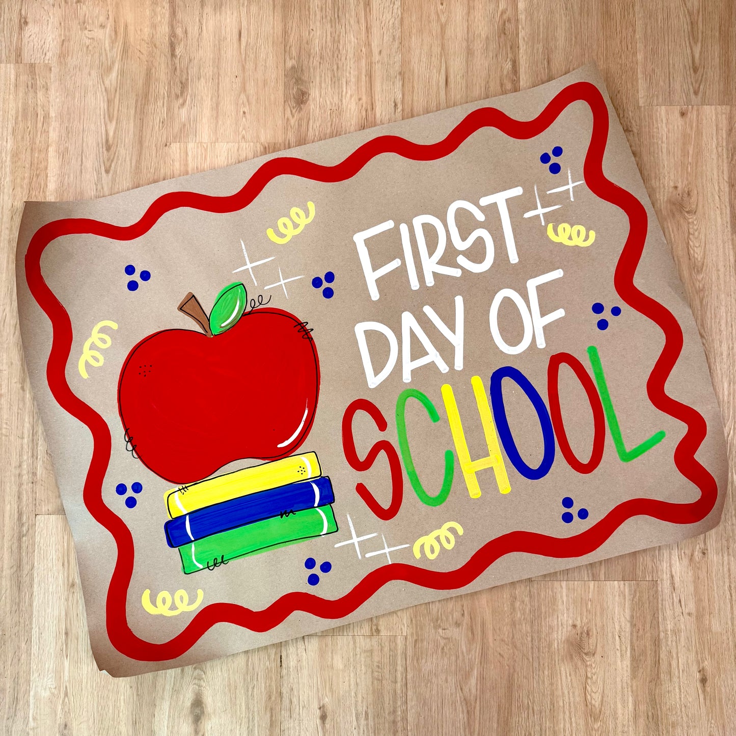 PRE-MADE First Day of School Bookstack Banner