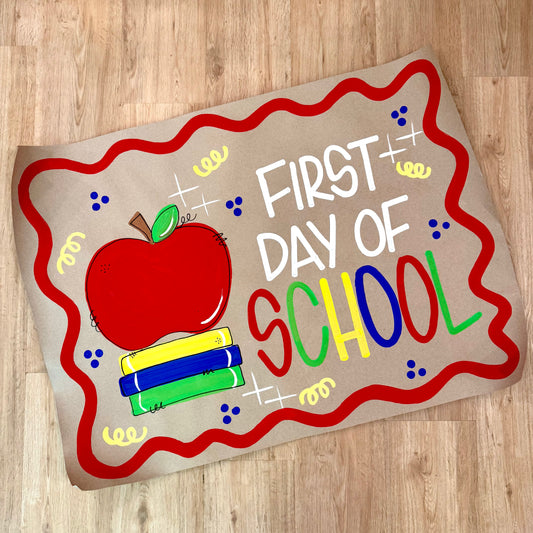 PRE-MADE First Day of School Bookstack Banner