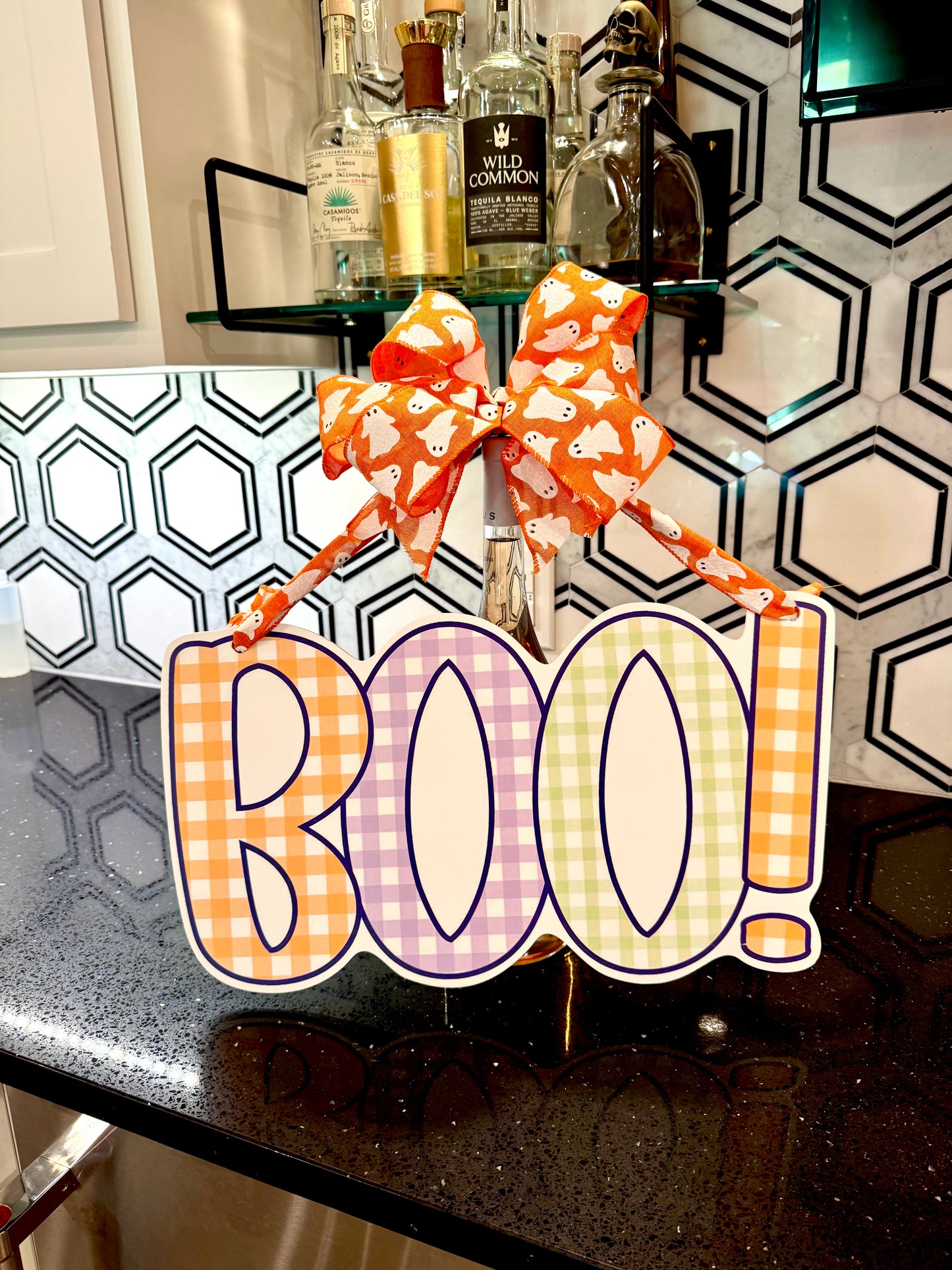 BOO! Gingham Door Hanger