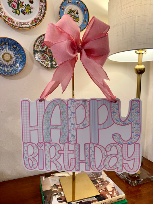 Happy Birthday Pattern Pink Door Hanger