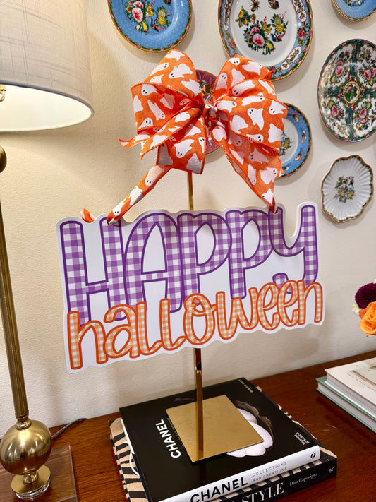Happy Halloween Gingham Door Hanger