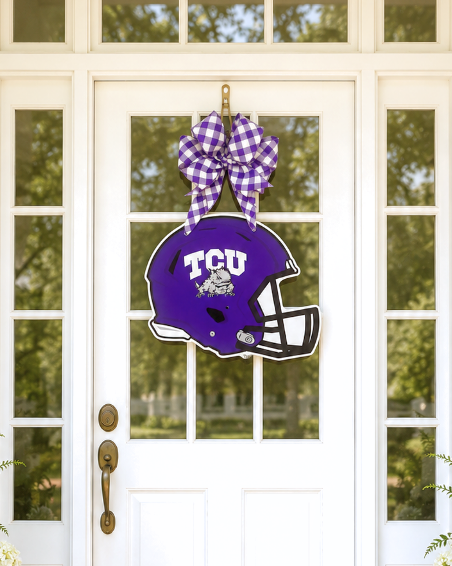 *New* TCU Helmet Door Hanger
