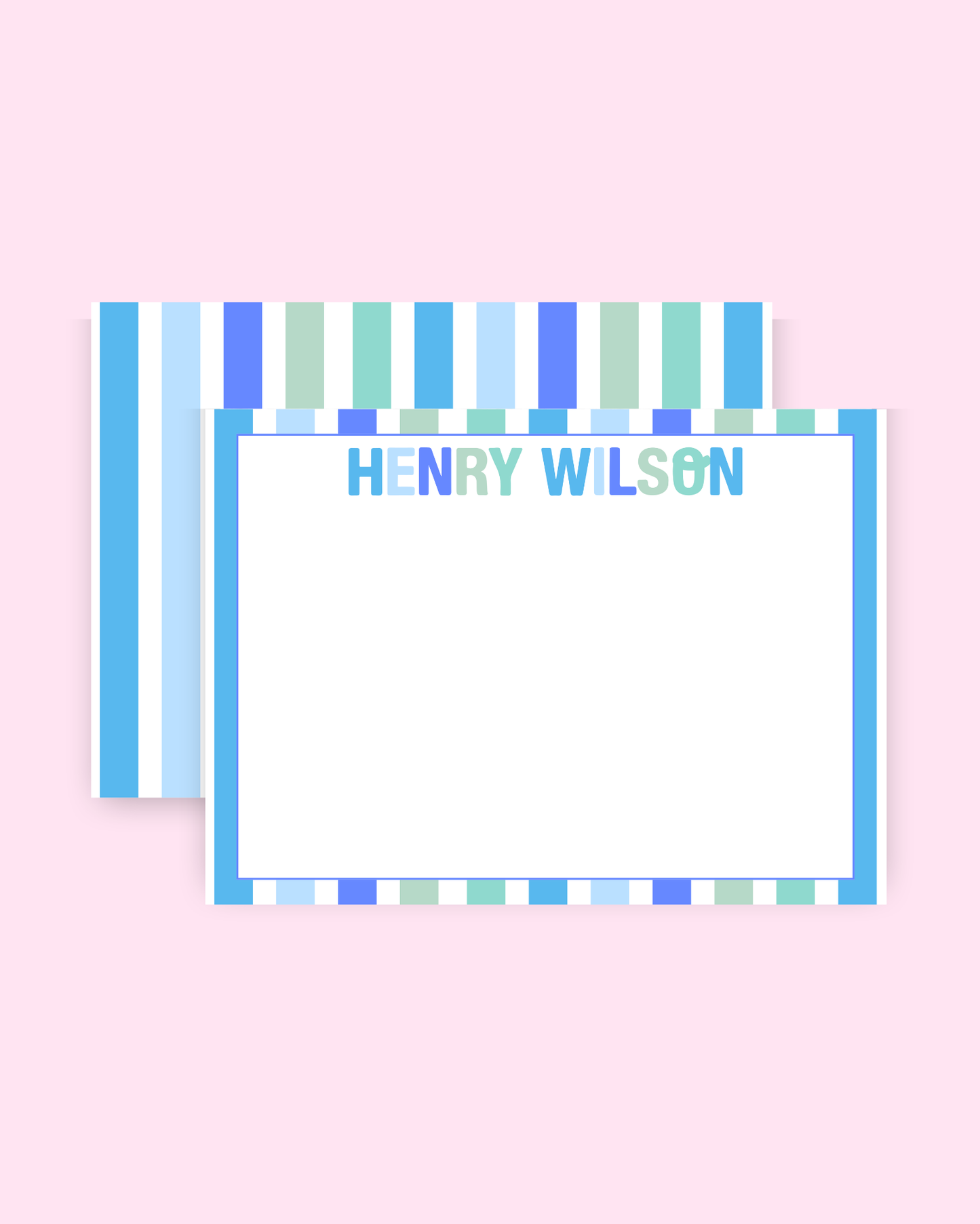 Blue Party Striped Stationery