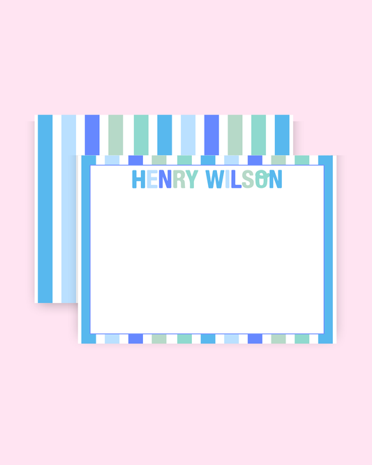 Blue Party Striped Stationery
