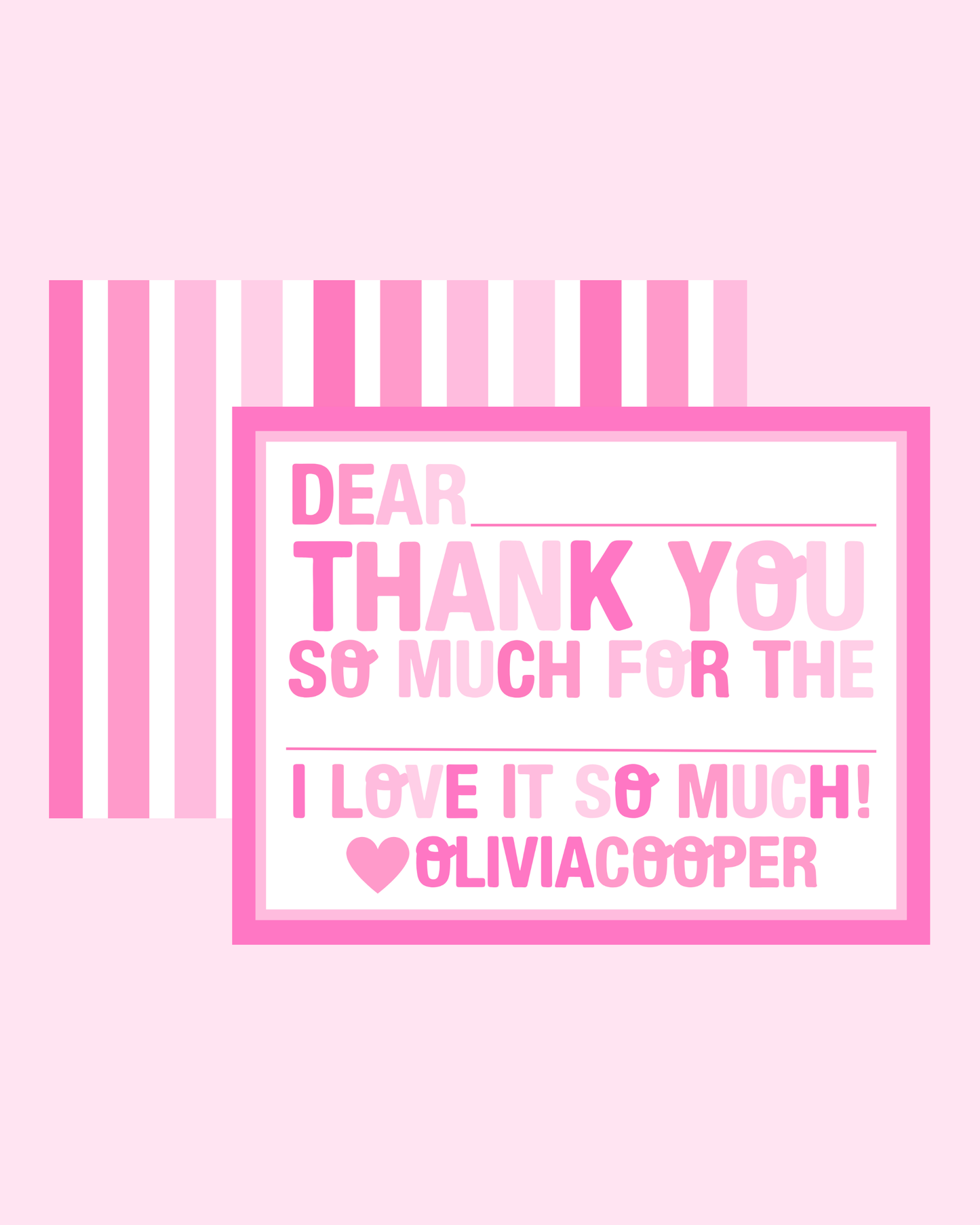 Fill in THANK YOU notes- Party Pink