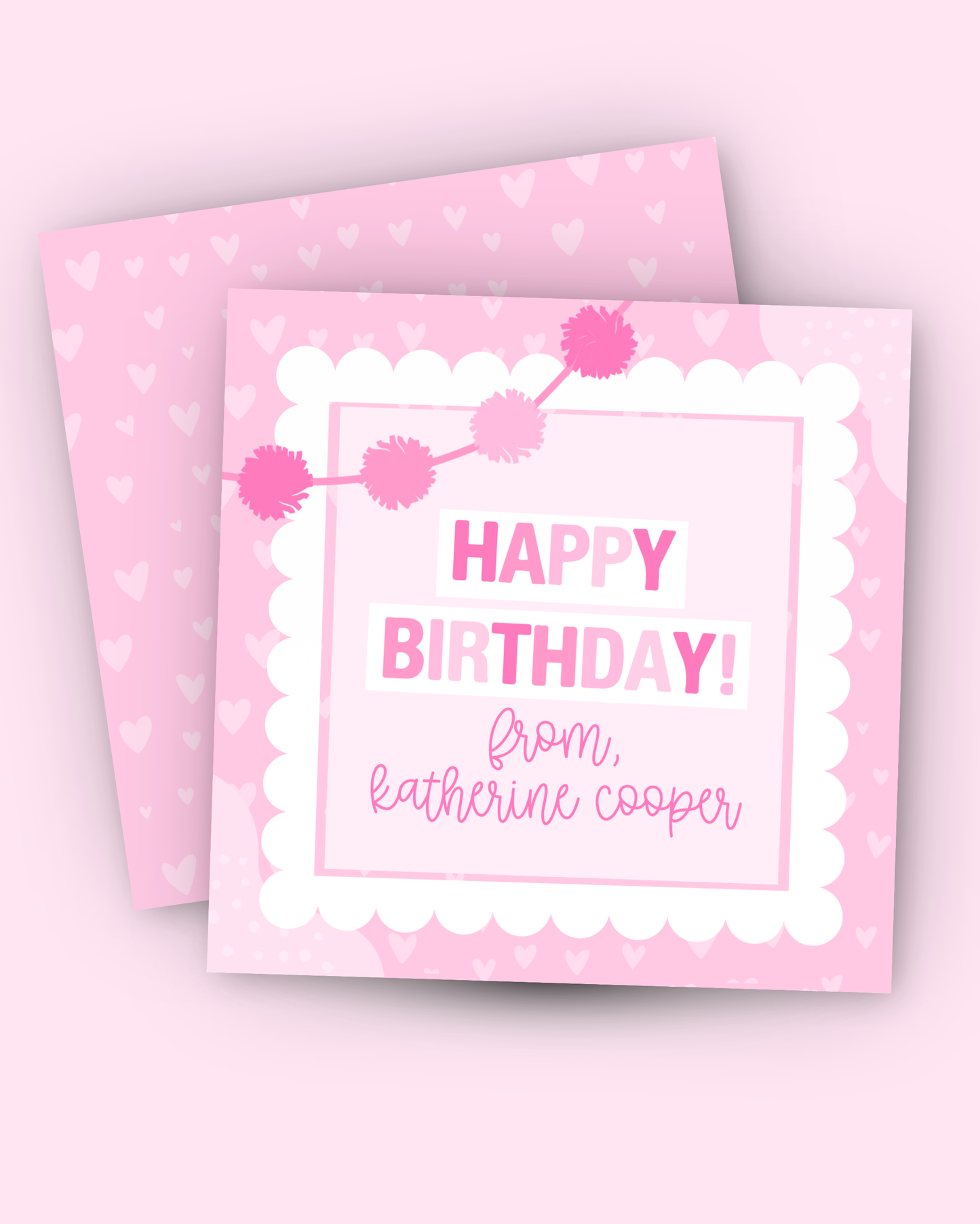 Party Pink Pom Pom Gift Tag