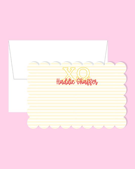 Chi Omega Scalloped Stationery Set