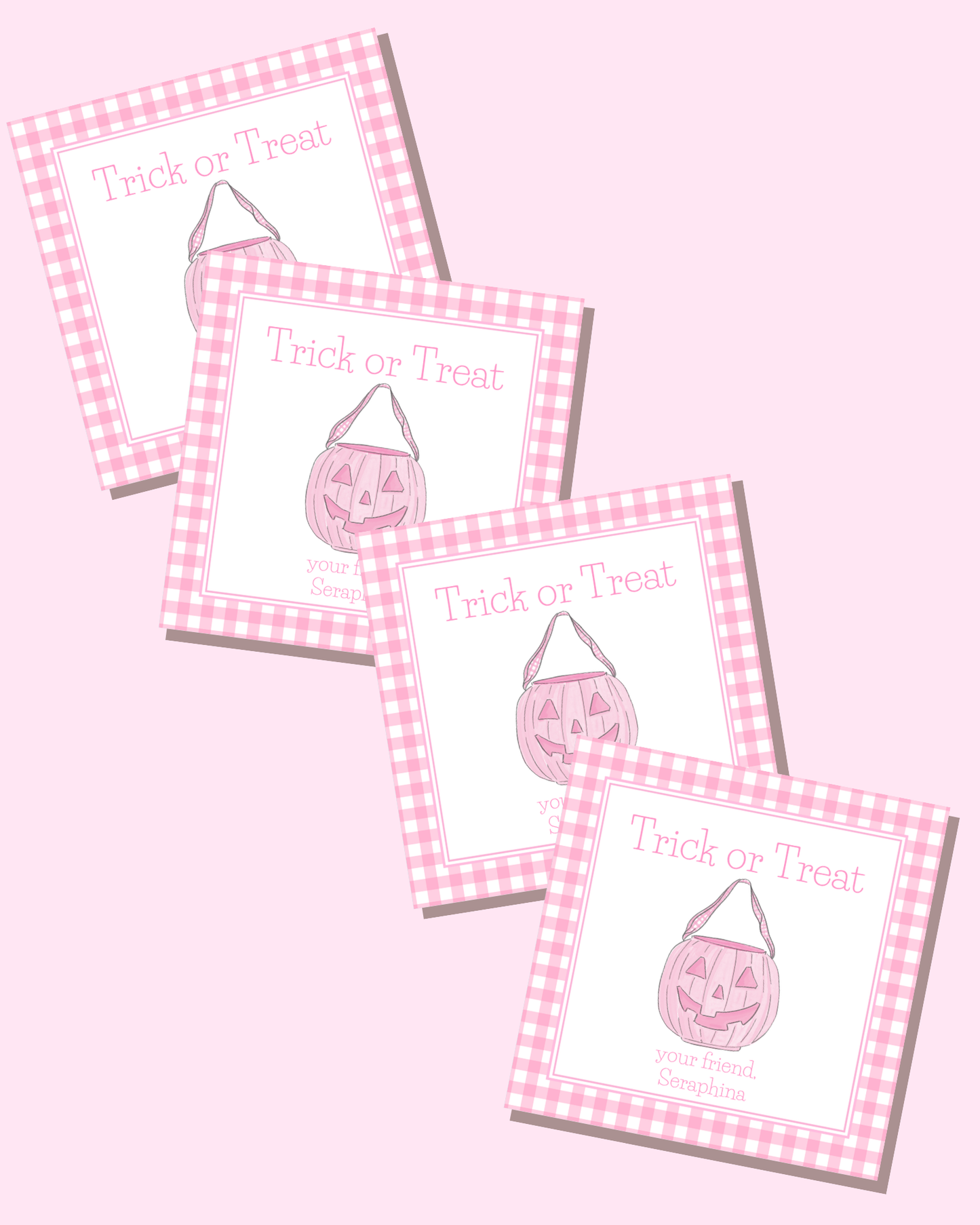 Pink Plaid Pumpkin Gift Tags
