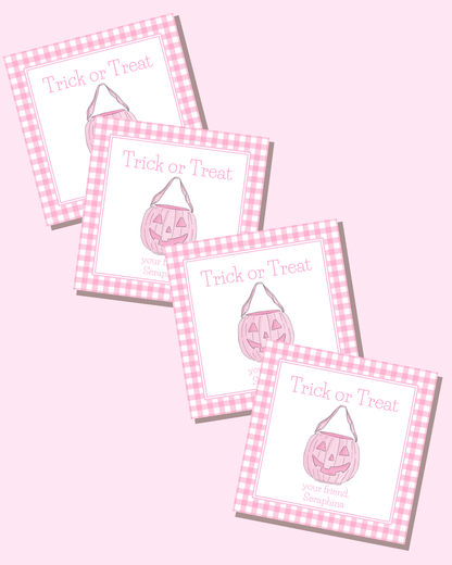 Pink Plaid Pumpkin Gift Tags