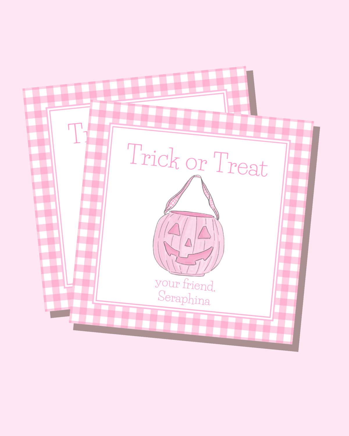 Pink Plaid Pumpkin Gift Tags
