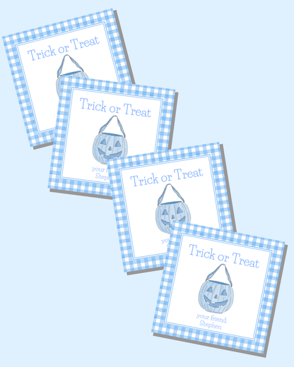 Blue Plaid Pumpkin Gift Tags