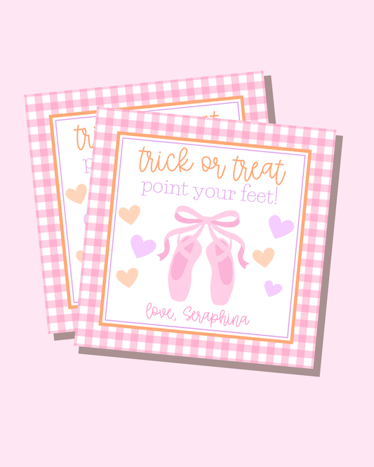 Trick or Treat, Point Your Feet Gift Tags