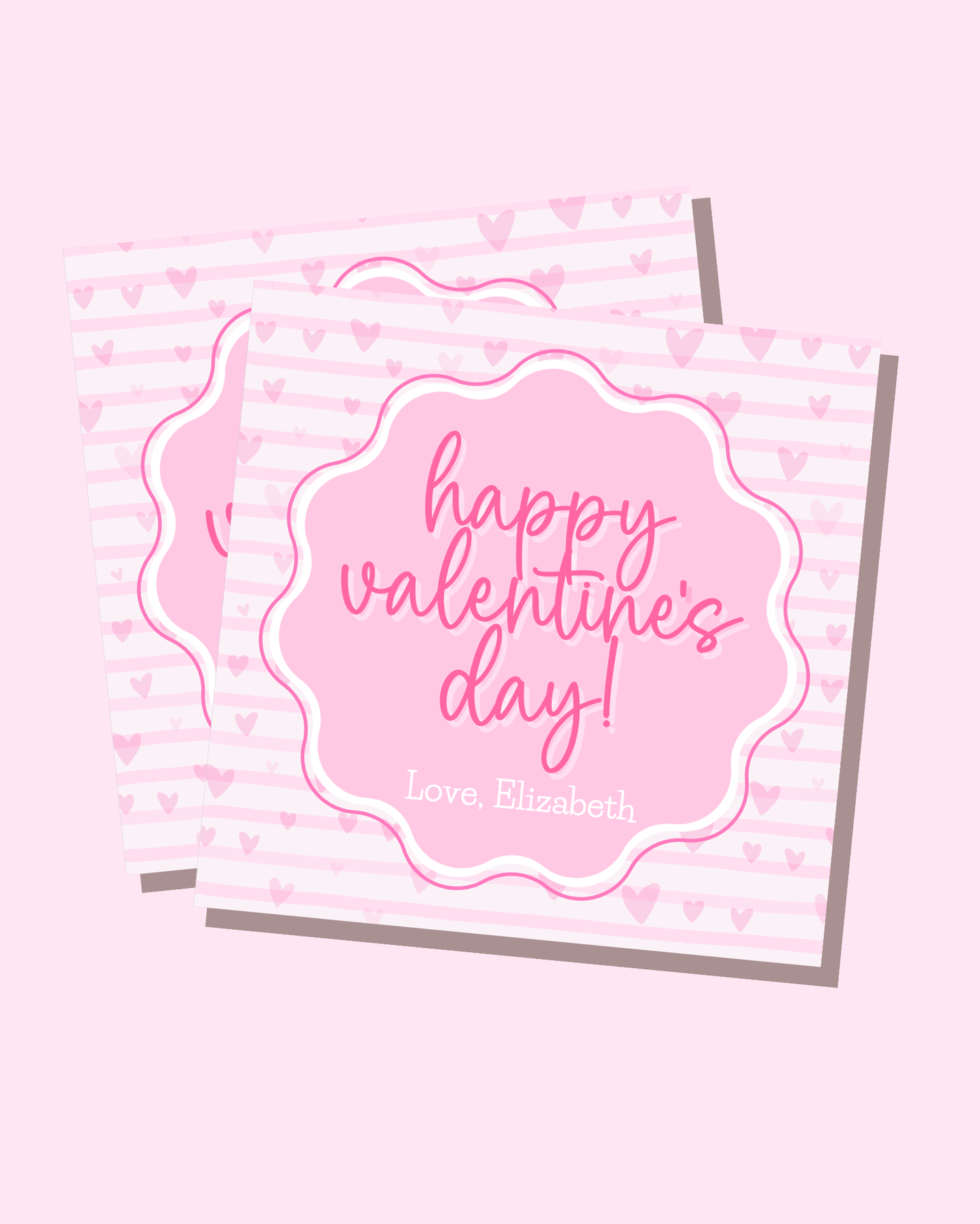 Hearts & Stripes Pink Gift Tag
